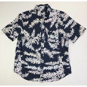 Club Monaco Slim Fit Size Large Mens Black Floral Short Sleeve Button Down Shirt